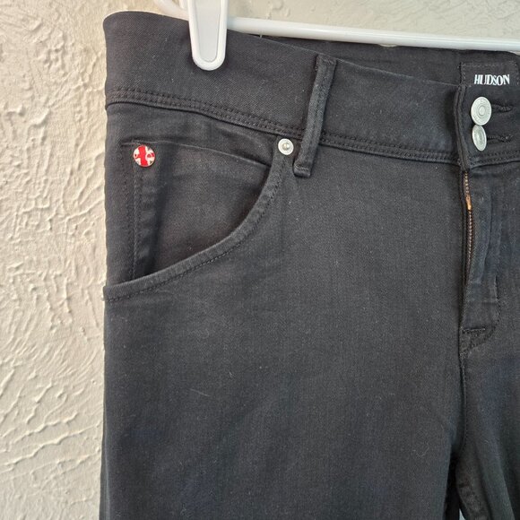 Hudson Collin Skinny Jeans Flap Pocket Mid Rise Black Stretch Denim Size 31 - Picture 6 of 13